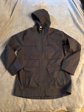 RHONE Men's Hooded Raincoat in Dark Grey